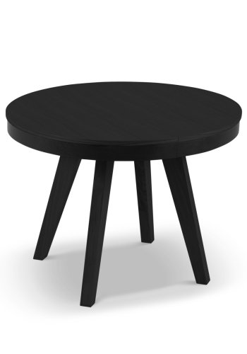 MICADONI Ludia spisebord, m. 2 tillgsplader, rund - sort egefinér og eg (100/200x100x74,5)