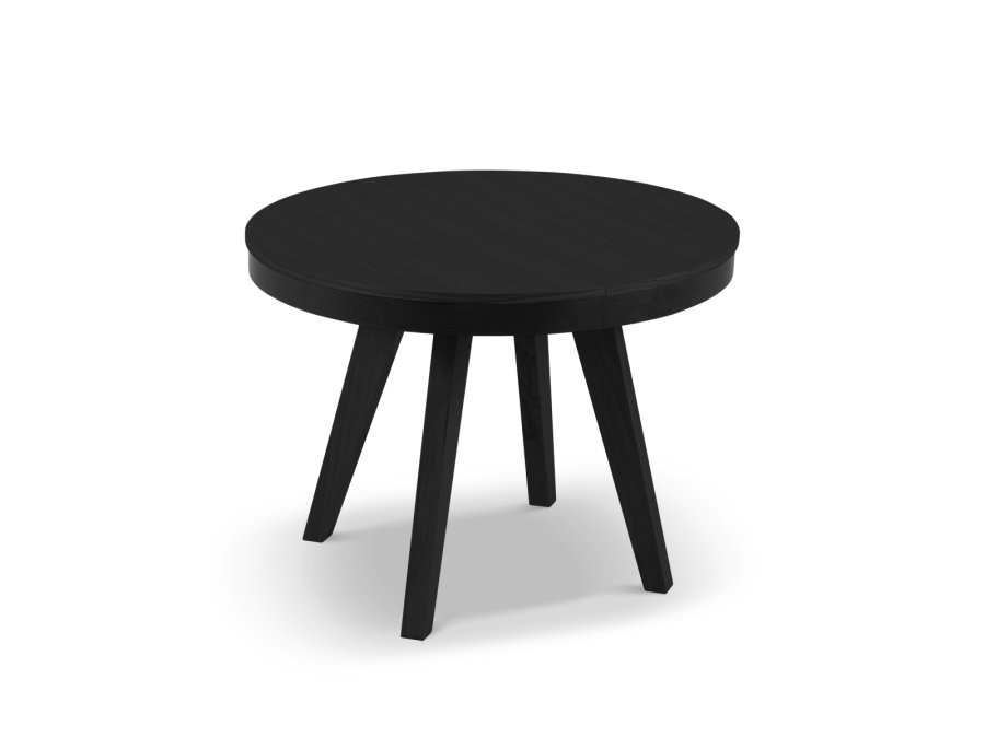 MICADONI Ludia spisebord, m. 2 tillgsplader, rund - sort egefinér og eg (100/200x100x74,5)