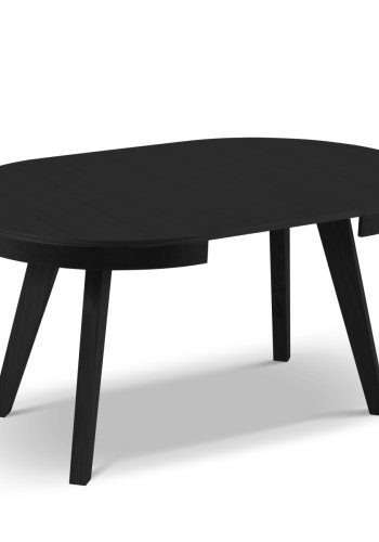 MICADONI Ludia spisebord, m. 2 tillgsplader, rund - sort egefinér og eg (100/200x100x74,5)