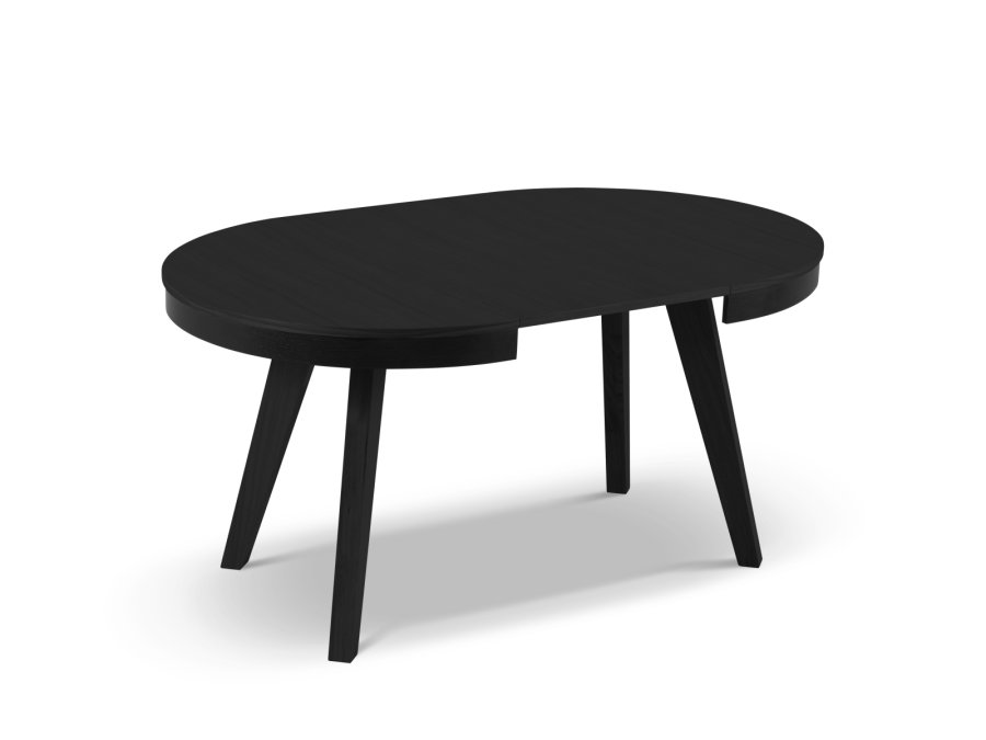 MICADONI Ludia spisebord, m. 2 tillgsplader, rund - sort egefinér og eg (100/200x100x74,5)