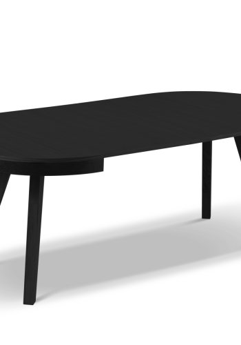 MICADONI Ludia spisebord, m. 2 tillgsplader, rund - sort egefinér og eg (100/200x100x74,5)