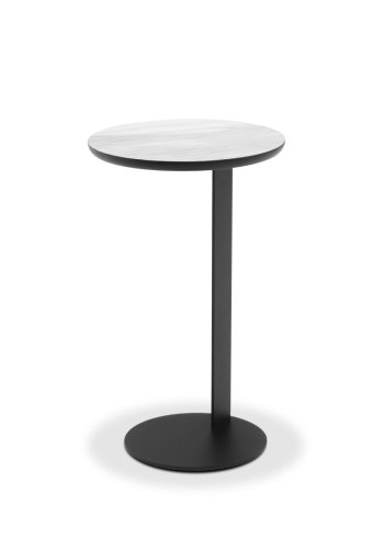 MICADONI Namib gyldent mnster sofabord, rund - hvid hjtrykslaminat og sort metal (30)