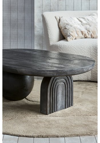 WOOOD Steppe sofabord, oval - sort mangotr� (110x72)