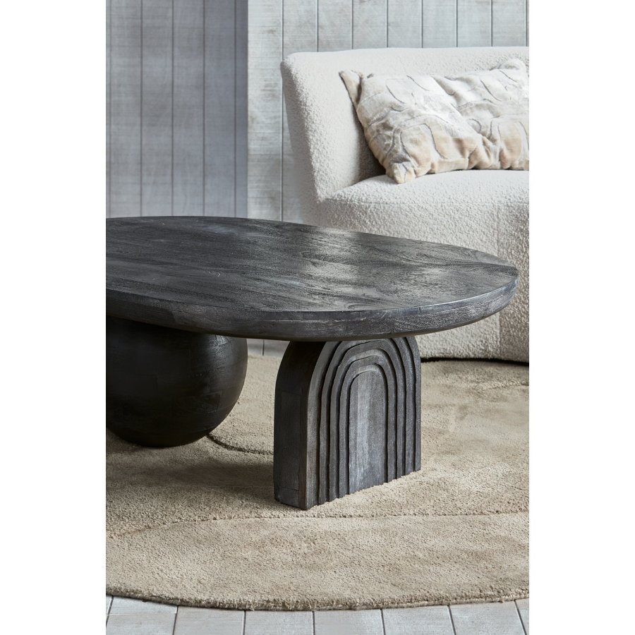 WOOOD Steppe sofabord, oval - sort mangotr� (110x72)