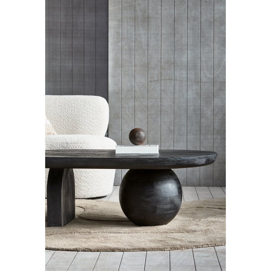 WOOOD Steppe sofabord, oval - sort mangotr� (110x72)