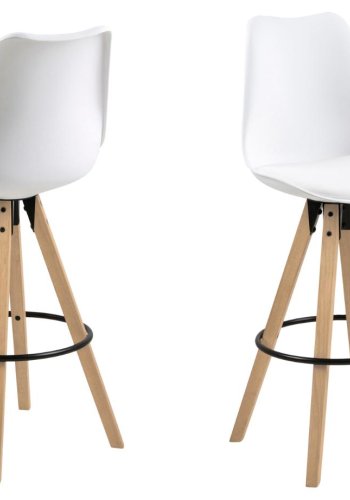 ACT NORDIC Dima barstol, m. rygln og fodsttte - hvid PU/polypropylen og natur gummitr