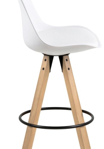 ACT NORDIC Dima barstol, m. rygln og fodsttte - hvid PU/polypropylen og natur gummitr