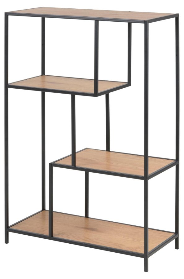 ACT NORDIC Seaford reol, m. 3 hylder - mat vild eg ru papir og mat sort ru stl