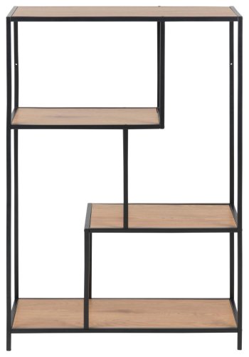ACT NORDIC Seaford reol, m. 3 hylder - mat vild eg ru papir og mat sort ru stl