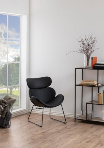 ACT NORDIC Seaford reol, m. 3 hylder - mat vild eg ru papir og mat sort ru stl