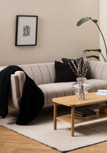 ACT NORDIC Tampa 3 pers. sofa - beige stof og sort gummitr