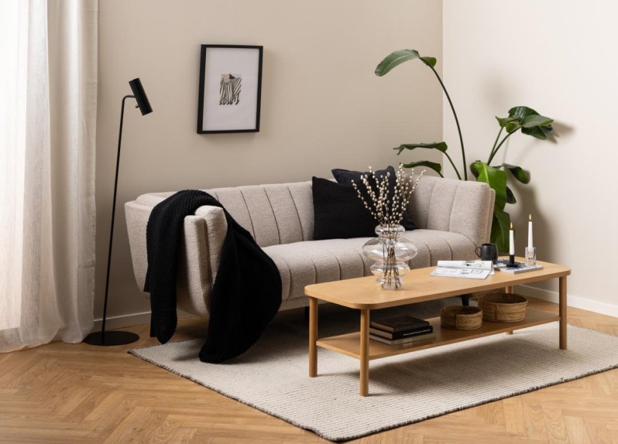 ACT NORDIC Tampa 3 pers. sofa - beige stof og sort gummitr