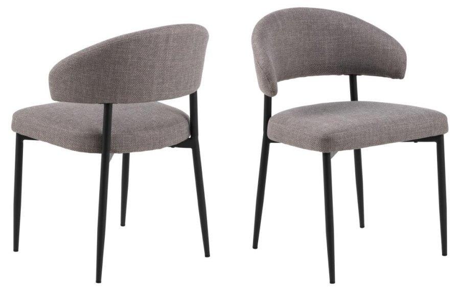 ACT NORDIC Edina spisebordsstol - lys grbrun stof og sort stl