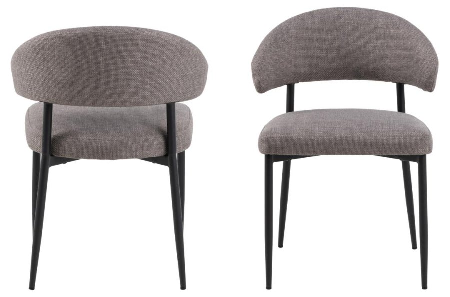 ACT NORDIC Edina spisebordsstol - lys grbrun stof og sort stl