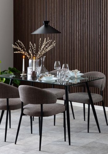 ACT NORDIC Edina spisebordsstol - lys grbrun stof og sort stl