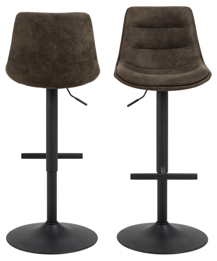 ACT NORDIC Adisa barstol, m. rygln, gaslift, fodsttte, drej - antracitgr stof og sort stl