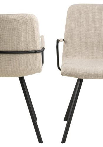 ACT NORDIC Selina spisebordsstol, m. armln - beige stof og matsort stl