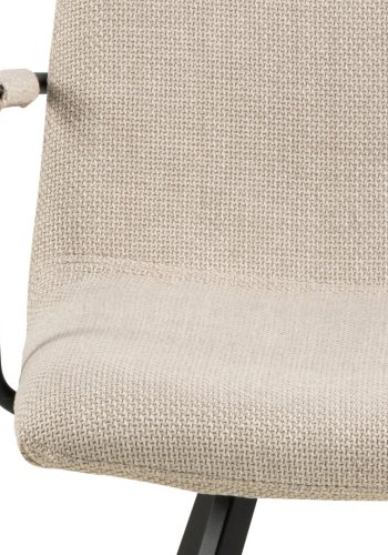 ACT NORDIC Selina spisebordsstol, m. armln - beige stof og matsort stl