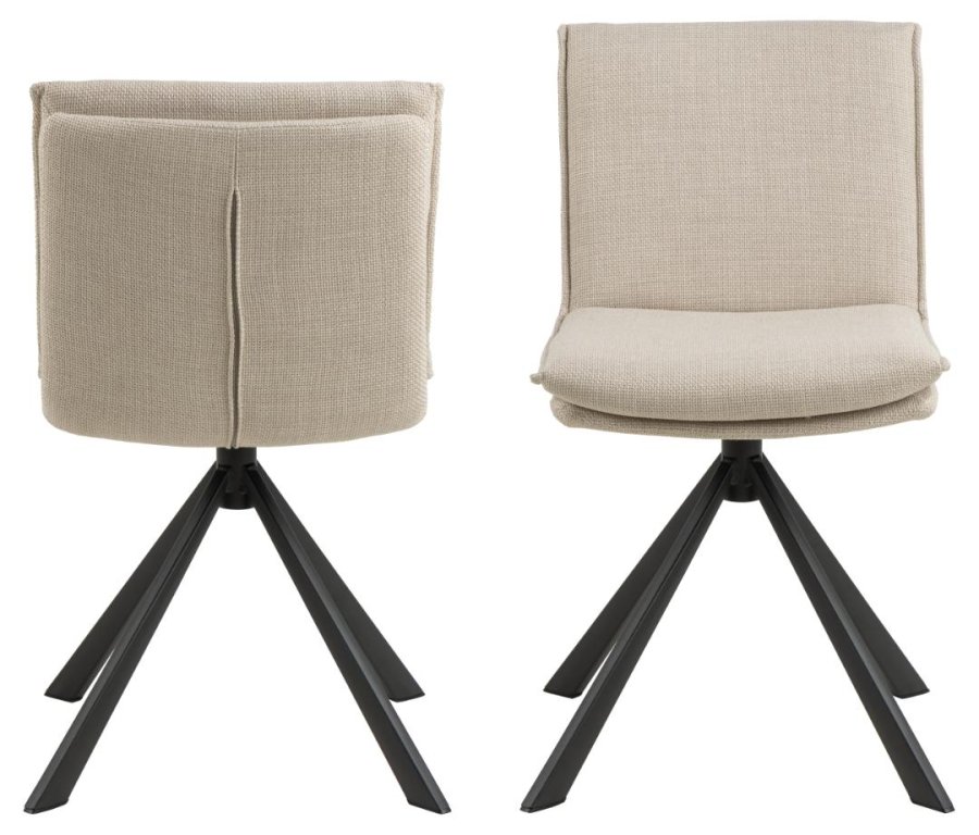 ACT NORDIC Flynn spisebordsstol, m. drejefunktion - beige stof og sort stl