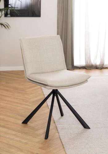 ACT NORDIC Flynn spisebordsstol, m. drejefunktion - beige stof og sort stl