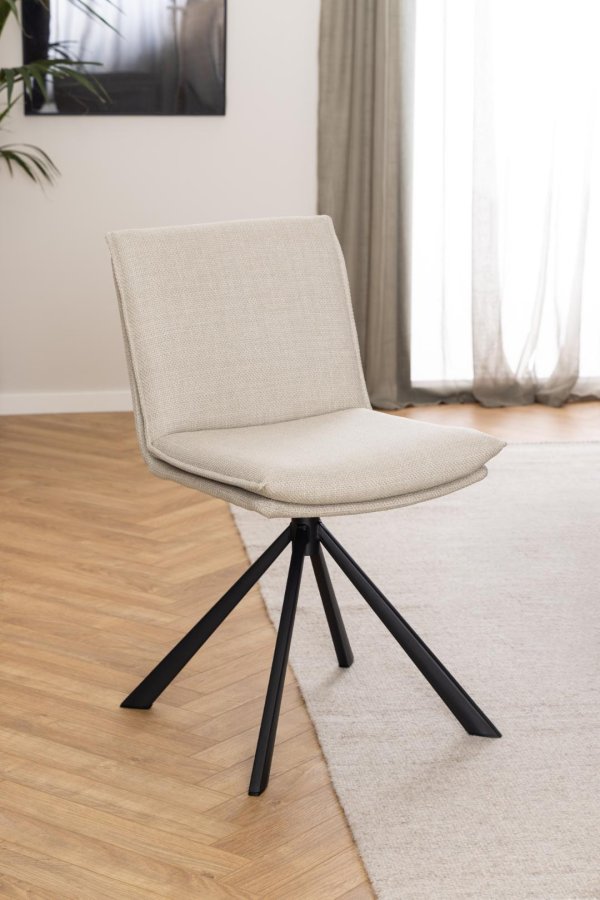 ACT NORDIC Flynn spisebordsstol, m. drejefunktion - beige stof og sort stl