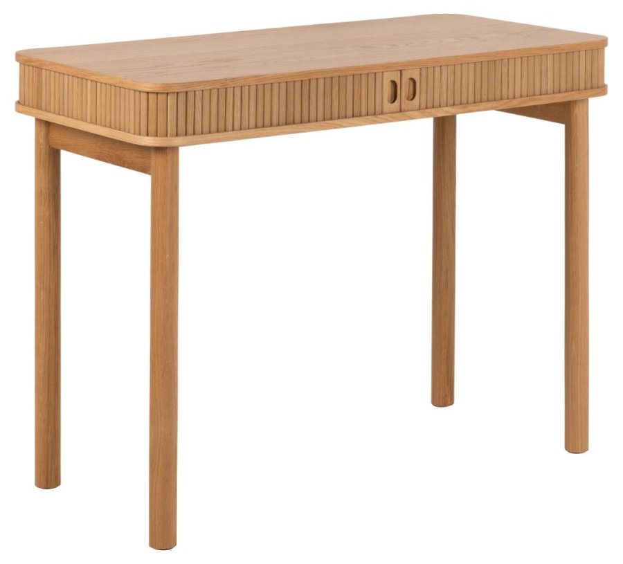 ACT NORDIC Langley skrivebord, m. lamelfront og 2 skydelger - natur egefinér og eg (100x50x75)