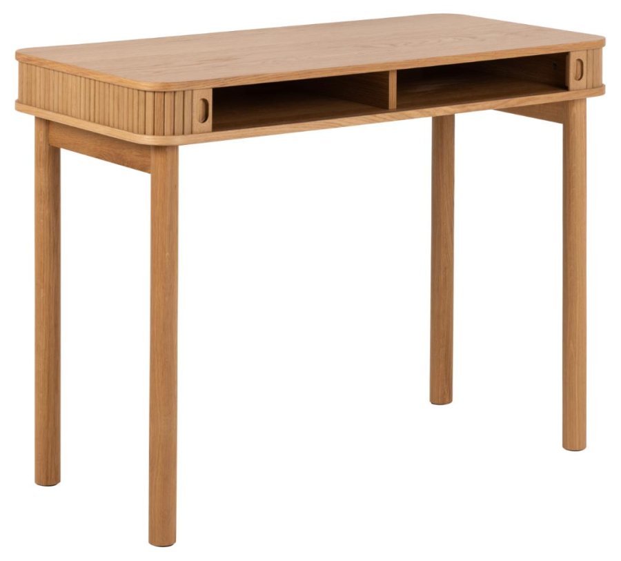 ACT NORDIC Langley skrivebord, m. lamelfront og 2 skydelger - natur egefinér og eg (100x50x75)