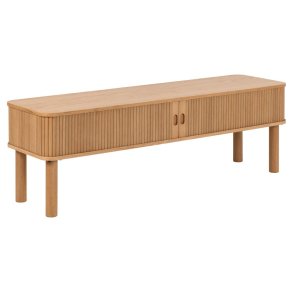 ACT NORDIC Langley TV-bord, m. lamelfront og 2 skydelger - natur egefinér og eg (140x40x45)