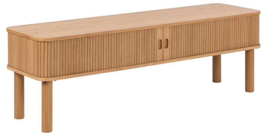 ACT NORDIC Langley TV-bord, m. lamelfront og 2 skydelger - natur egefinér og eg (140x40x45)