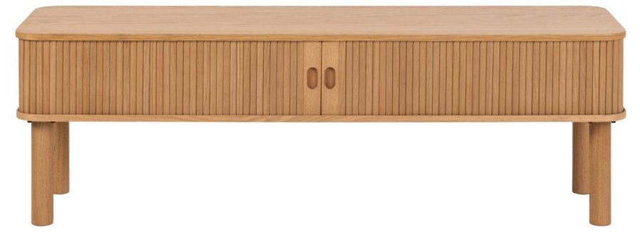 ACT NORDIC Langley TV-bord, m. lamelfront og 2 skydelger - natur egefinér og eg (140x40x45)