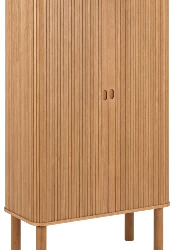 ACT NORDIC Langley skab, m. lamelfront, 2 skydelger og 2 hylder - natur egefinér og eg