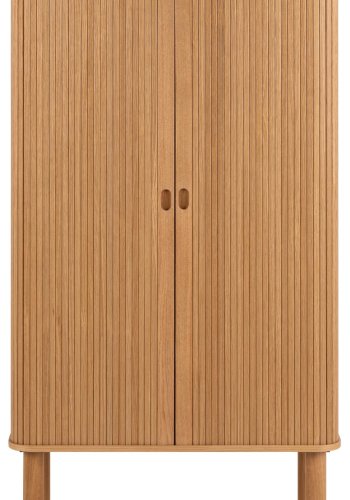 ACT NORDIC Langley skab, m. lamelfront, 2 skydelger og 2 hylder - natur egefinér og eg