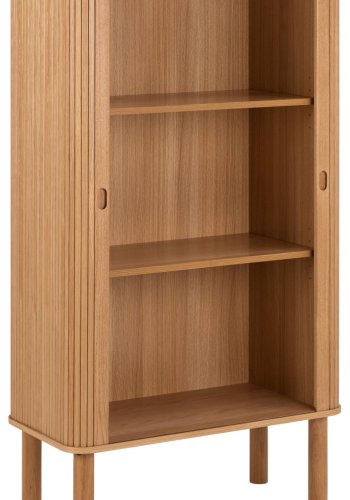 ACT NORDIC Langley skab, m. lamelfront, 2 skydelger og 2 hylder - natur egefinér og eg