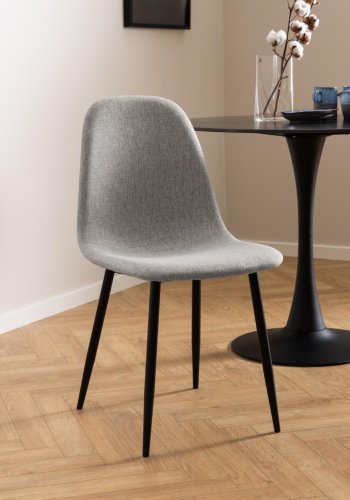 ACT NORDIC Celia spisebordsstol - lysegr stof og matsort stl