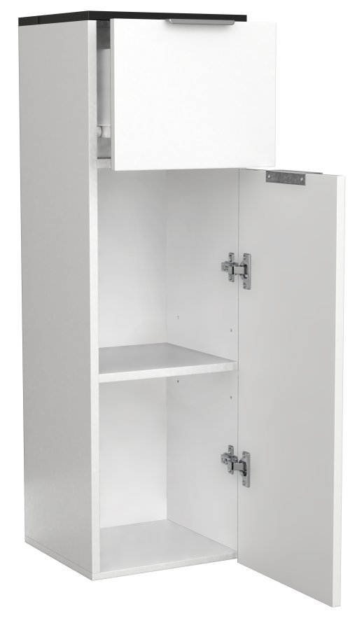 VCM NORDIC Donali badevrelseskab Midi, m. 1 lge, 1 skuffe, 1 hylde - hvid/sort melamin