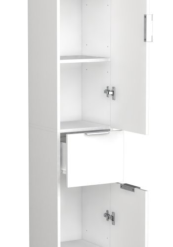 VCM NORDIC Donali badevrelseskab Hj, m. 2 lger, 1 skuffe, 3 hylder - hvid/sort melamin