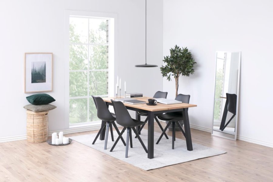 ACT NORDIC Dima spisebordsstol - sort PU/polypropylen og sort gummitr