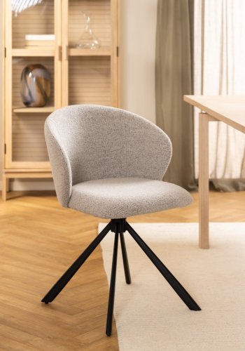 ACT NORDIC Pippa spisebordsstol, m. drejefunktion og lynls - beige stof og sort stl