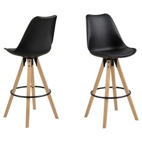 ACT NORDIC Dima barstol, m. rygln og fodsttte - sort PU/polypropylen og natur gummitr