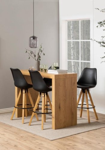 ACT NORDIC Dima barstol, m. rygln og fodsttte - sort PU/polypropylen og natur gummitr