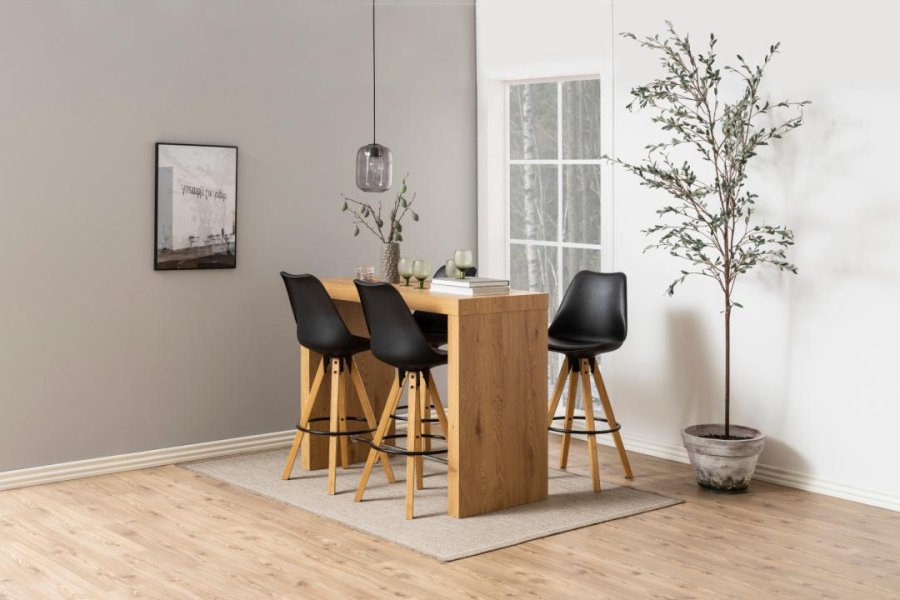 ACT NORDIC Dima barstol, m. rygln og fodsttte - sort PU/polypropylen og natur gummitr