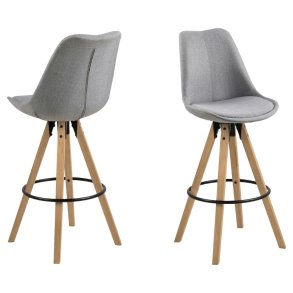 ACT NORDIC Dima barstol, m. rygln, fodsttte og lynls - lysegr stof og natur gummitr