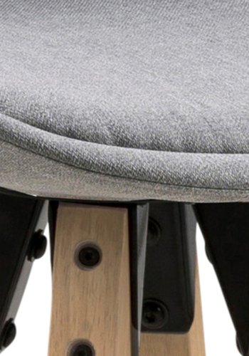 ACT NORDIC Dima barstol, m. rygln, fodsttte og lynls - lysegr stof og natur gummitr