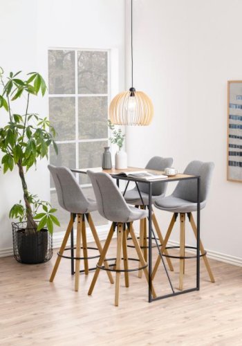 ACT NORDIC Dima barstol, m. rygln, fodsttte og lynls - lysegr stof og natur gummitr