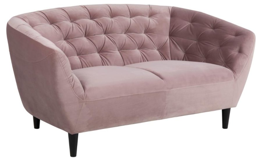 ACT NORDIC Ria 2 pers. sofa, m. indsyninger - dusty rose stof og sort gummitr