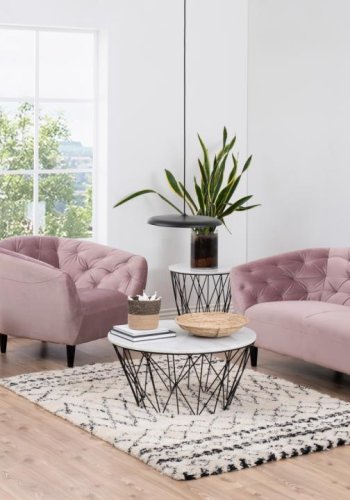 ACT NORDIC Ria 2 pers. sofa, m. indsyninger - dusty rose stof og sort gummitr