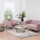 ACT NORDIC Ria 2 pers. sofa, m. indsyninger - dusty rose stof og sort gummitr