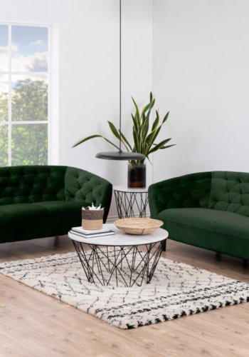 ACT NORDIC Ria 3 pers. sofa, m. indsyninger - skovgrn stof og sort gummitr