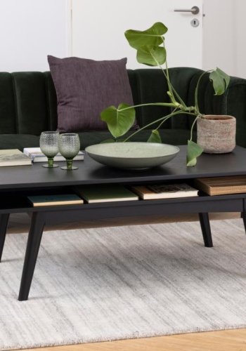 ACT NORDIC Marte sofabord, m. 1 bent rum, rektangulr - sort egefinér og sort egetr (130x70)