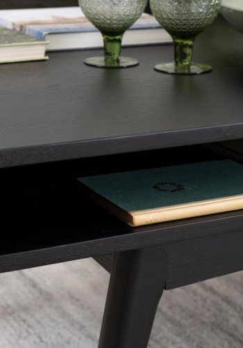 ACT NORDIC Marte sofabord, m. 1 bent rum, rektangulr - sort egefinér og sort egetr (130x70)